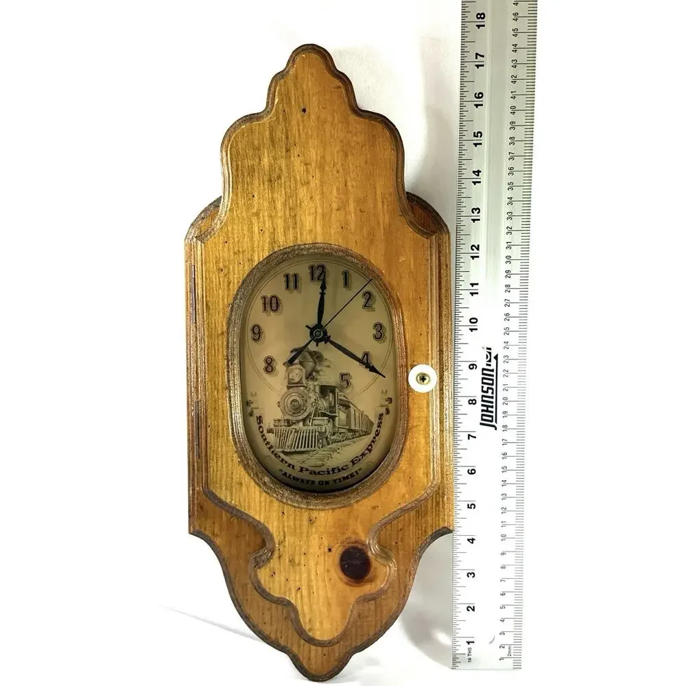 Southern Pacific Express Train Wall Clock Working Wooden Railroad Decor 18”